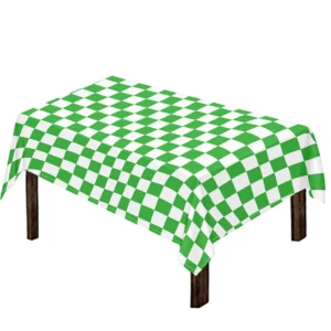 White And Green Checkered Print Tablecloth Kitchen Home Decor
