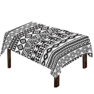 White And Grey Aztec Pattern Print Tablecloth Kitchen Home Decor