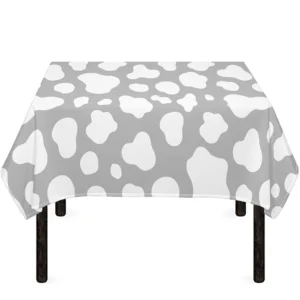 White And Grey Cow Print Tablecloth Kitchen Home Decor