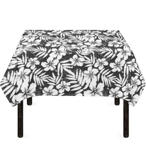 White And Grey Hawaiian Pattern Print Tablecloth Kitchen Home Decor