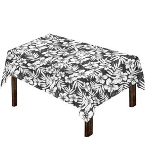 White And Grey Hawaiian Pattern Print Tablecloth Kitchen Home Decor