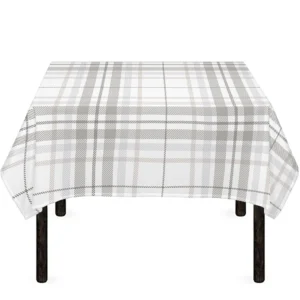 White And Grey Plaid Pattern Print Tablecloth Kitchen Home Decor