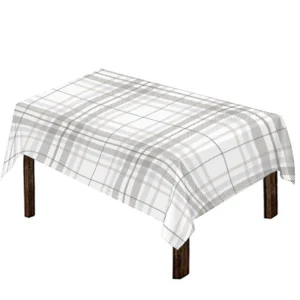White And Grey Plaid Pattern Print Tablecloth Kitchen Home Decor