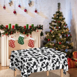 White And Grey Shark Pattern Print Tablecloth Kitchen Home Decor