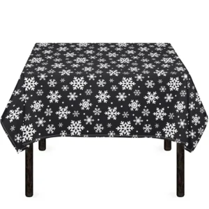White And Grey Snowflake Pattern Print Tablecloth Kitchen Home Decor