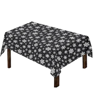White And Grey Snowflake Pattern Print Tablecloth Kitchen Home Decor