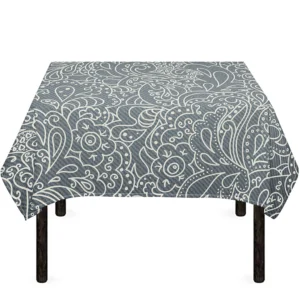 White And Grey Western Floral Print Tablecloth Kitchen Home Decor