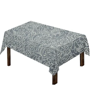 White And Grey Western Floral Print Tablecloth Kitchen Home Decor
