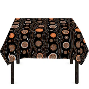 White And Orange Aboriginal Dot Print Tablecloth Kitchen Home Decor
