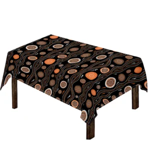 White And Orange Aboriginal Dot Print Tablecloth Kitchen Home Decor