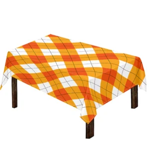 White And Orange Argyle Pattern Print Tablecloth Kitchen Home Decor