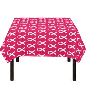 White And Pink Breast Cancer Print Tablecloth Kitchen Home Decor