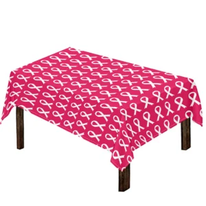 White And Pink Breast Cancer Print Tablecloth Kitchen Home Decor
