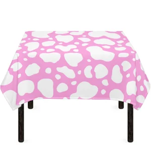 White And Pink Cow Print Tablecloth Kitchen Home Decor