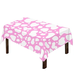 White And Pink Cow Print Tablecloth Kitchen Home Decor
