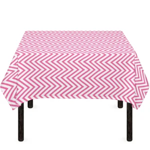 White And Pink Zigzag Pattern Print Tablecloth Kitchen Home Decor