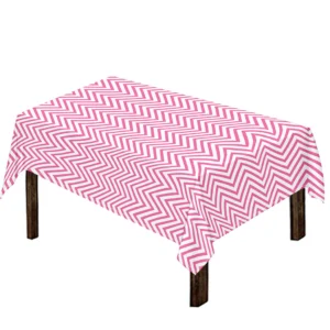 White And Pink Zigzag Pattern Print Tablecloth Kitchen Home Decor
