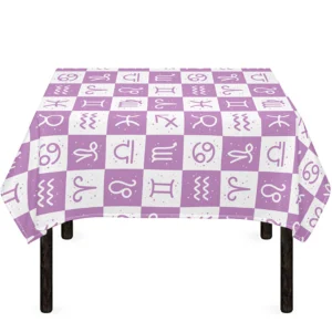 White And Purple Zodiac Signs Print Tablecloth Kitchen Home Decor