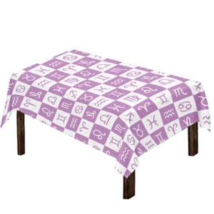 White And Purple Zodiac Signs Print Tablecloth Kitchen Home Decor