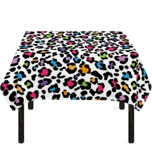White And Rainbow Leopard Print Tablecloth Kitchen Home Decor
