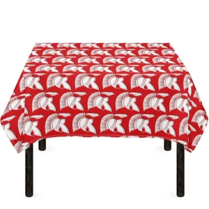 White And Red Spartan Pattern Print Tablecloth Kitchen Home Decor
