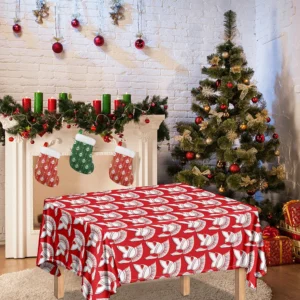 White And Red Spartan Pattern Print Tablecloth Kitchen Home Decor