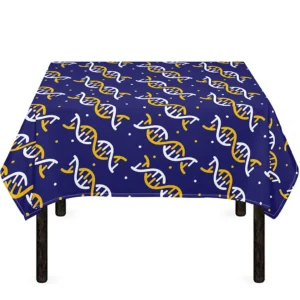 White And Yellow DNA Pattern Print Tablecloth Kitchen Home Decor