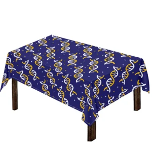 White And Yellow DNA Pattern Print Tablecloth Kitchen Home Decor