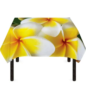 White And Yellow Plumeria Flower Print Tablecloth Kitchen Home Decor