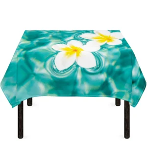 White And Yellow Plumeria In Water Print Tablecloth Kitchen Home Decor