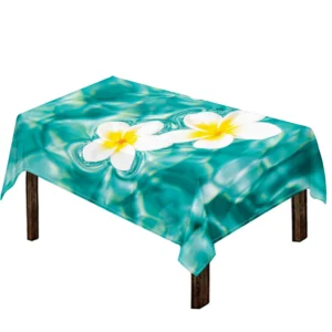 White And Yellow Plumeria In Water Print Tablecloth Kitchen Home Decor
