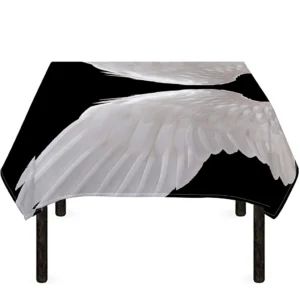 White Angel Wings Print Tablecloth Kitchen Home Decor
