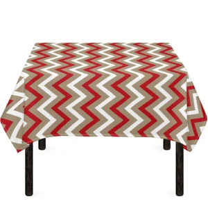White Beige And Red Chevron Print Tablecloth Kitchen Home Decor