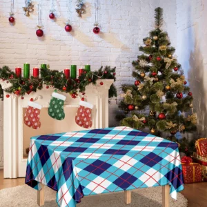 White Blue And Red Argyle Pattern Print Tablecloth Kitchen Decor Home Decor