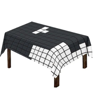 White Brick Puzzle Video Game Print Tablecloth Kitchen Decor Home Decor