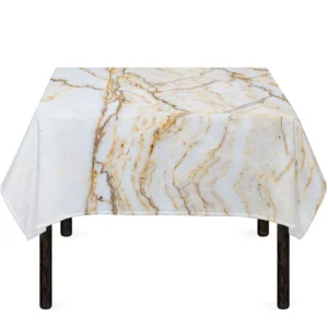 White Brown Grunge Marble Print Tablecloth Kitchen Decor Home Decor