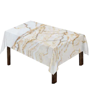 White Brown Grunge Marble Print Tablecloth Kitchen Decor Home Decor