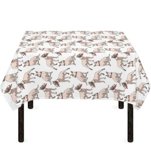 White Bull Terrier Pattern Print Tablecloth Kitchen Decor Home Decor