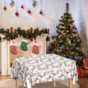 White Bull Terrier Pattern Print Tablecloth Kitchen Decor Home Decor
