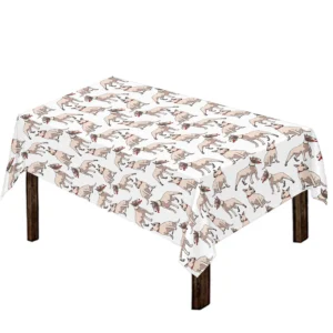 White Bull Terrier Pattern Print Tablecloth Kitchen Decor Home Decor