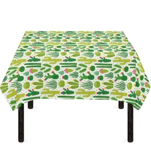 White Cactus Plant Pattern Print Tablecloth Kitchen Decor Home Decor