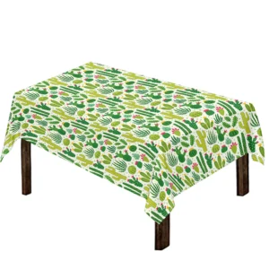 White Cactus Plant Pattern Print Tablecloth Kitchen Decor Home Decor
