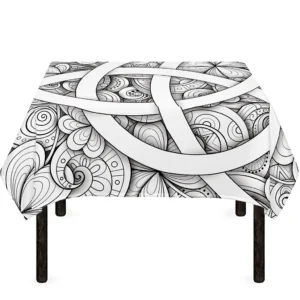White Celtic Trinity Knot Symbol Print Tablecloth Kitchen Decor Home Decor