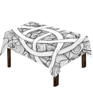 White Celtic Trinity Knot Symbol Print Tablecloth Kitchen Decor Home Decor