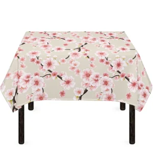 White Cherry Blossom Pattern Print Tablecloth Kitchen Decor Home Decor