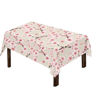 White Cherry Blossom Pattern Print Tablecloth Kitchen Decor Home Decor