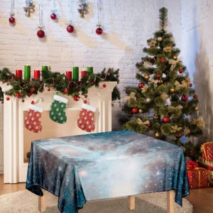 White Cloud Galaxy Space Print Tablecloth Kitchen Decor Home Decor