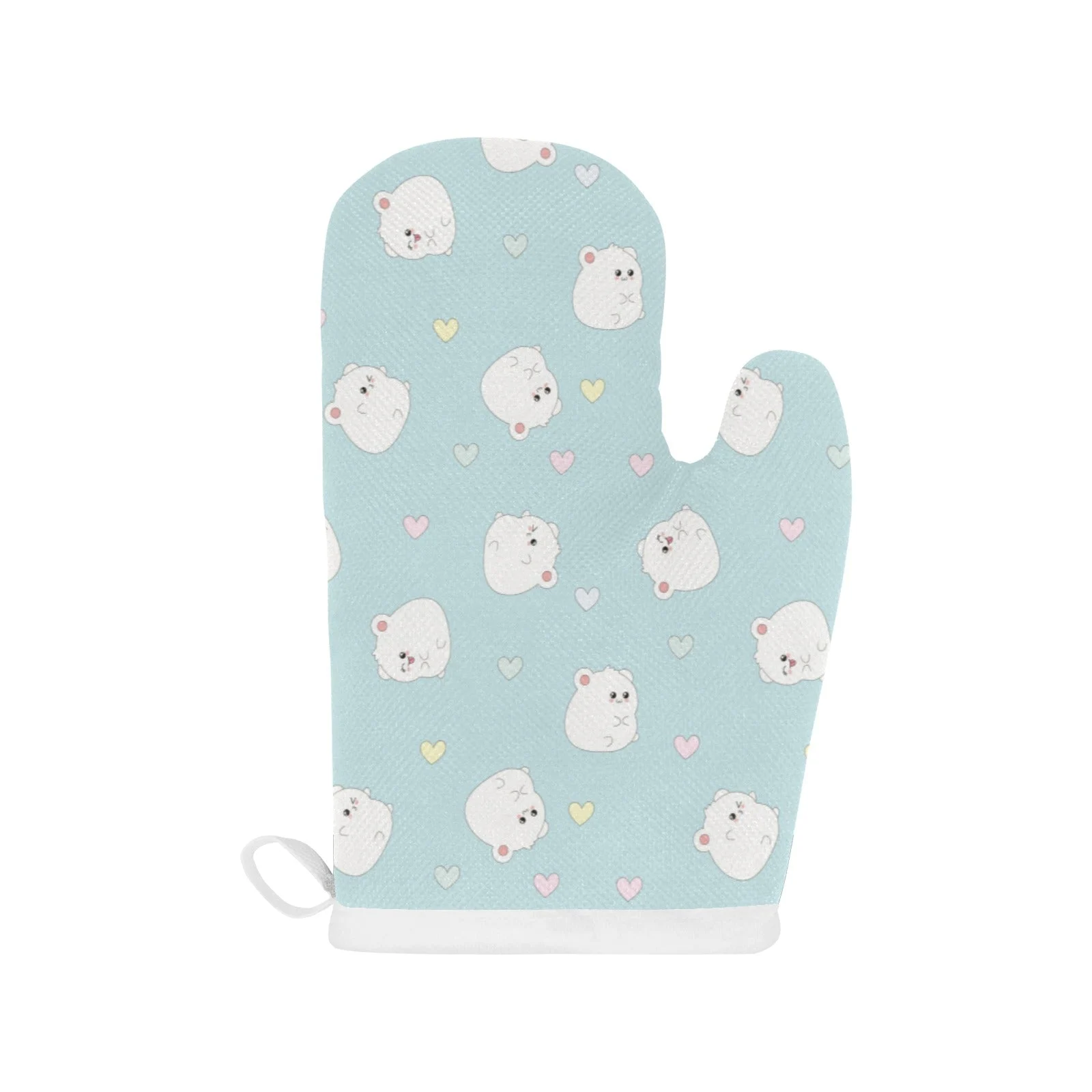 White Cute Hamsters Heart Pattern Heat Resistant Oven Mitts Pot Holders Set White Cute Hamsters Heart Pattern Heat Resistant Oven Mitts Pot Holders Set