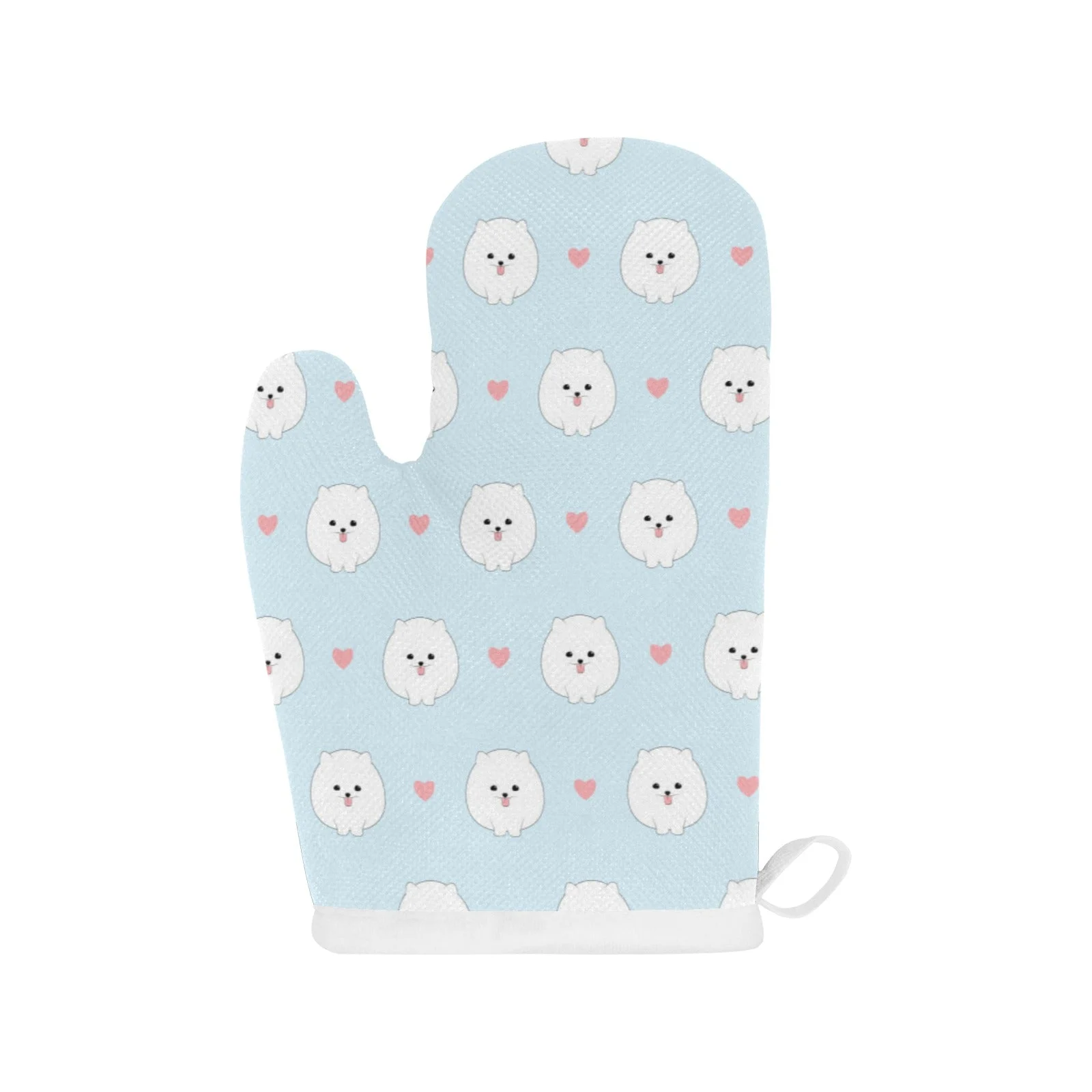White Cute Pomeranian Pattern Heat Resistant Oven Mitts Pot Holders Set White Cute Pomeranian Pattern Heat Resistant Oven Mitts Pot Holders Set