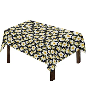 White Daffodil Flower Pattern Print Tablecloth Kitchen Decor Home Decor